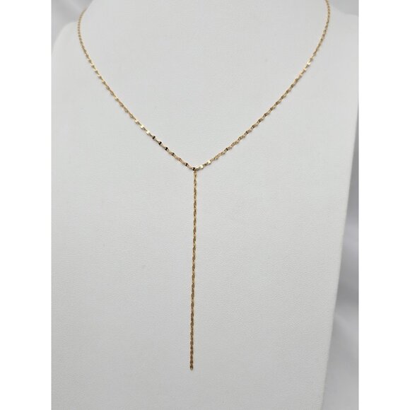 Unique 14K Yellow Gold Designer Resizable Mirror Valentino Link Chain Necklace - Picture 2 of 14